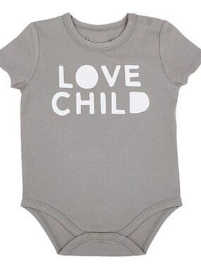 Stephan baby: Baby Girl Grey one piece bodysuit" Love Child" Size 6-12 Month NEW